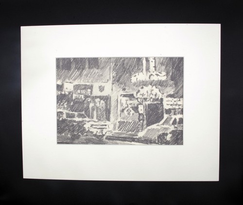 Original Charcoal Illustration by Saul, Bernard 1980's Cityscape Cars - Picture 2 of 2