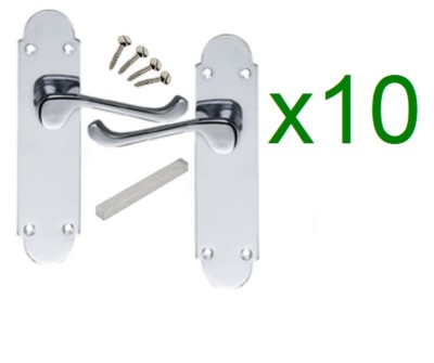 6 Pack of Shaped Scroll Satin Chrome door handles 168mm x 42mm SALE PRICES