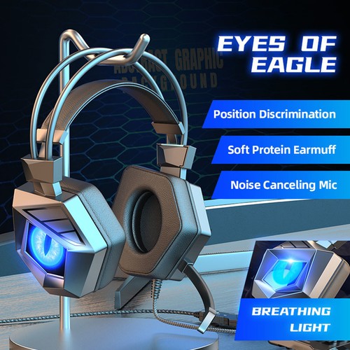 Breathing Light Gaming Earphone Computer Wired Headset Sport 3D sound Headphone - Picture 4 of 15