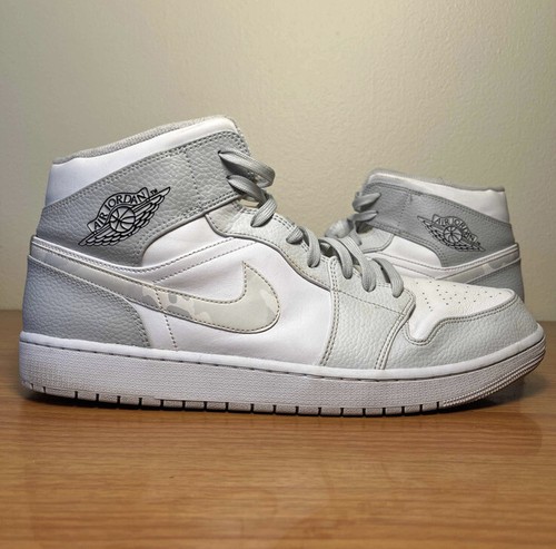 Air Jordan 1 Retro Mid Swoosh Logo Grey Gray Camo Size 16 Sneakers DC9035-100  | eBay