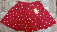 Gymboree Girls Skort Red w/ White Hearts Print Flare Tiered Size 8 NWT