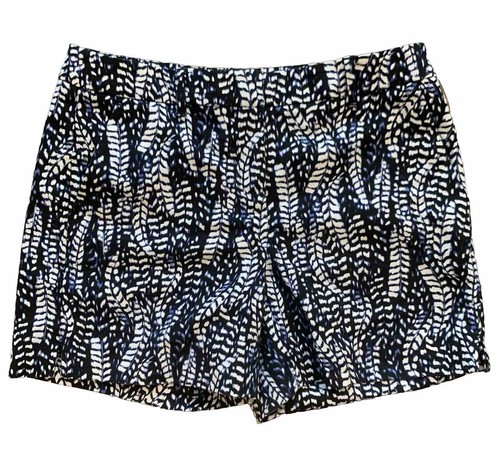 White House Black Market Women’s Size 0 Feather Print Shorts Short Blue WHBM