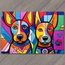 Art Print Energetic Pop Art Depiction German Shepherds Vivid Colors 🎨🐾🐕