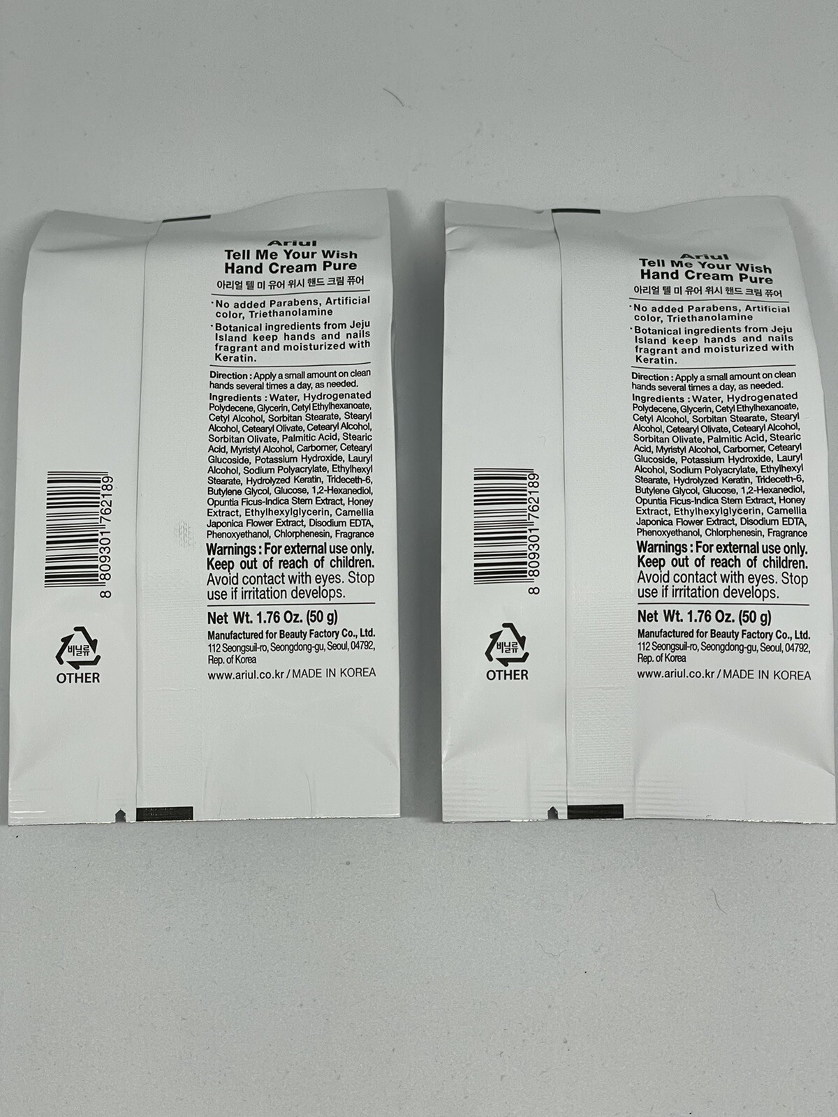 Ariul Tell Me Your Wish Hand Cream Baby Powder Hand Cream x2 Factory Misprint