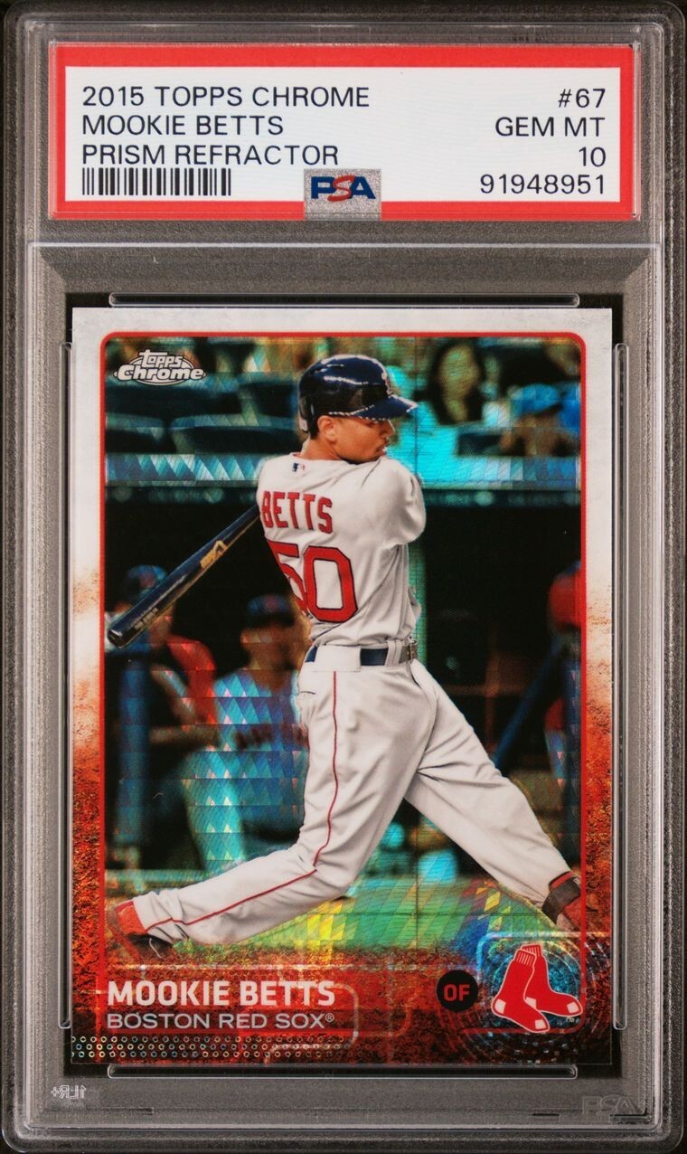 PSA 10 Gem Mint MOOKIE BETTS 2015 Topps CHROME PRISM REFRACTOR #67