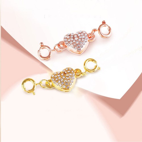 2 Set Rhinestone Heart Jewelry Making Magnetic Clasp Connectors DIY End Clip - Picture 11 of 13