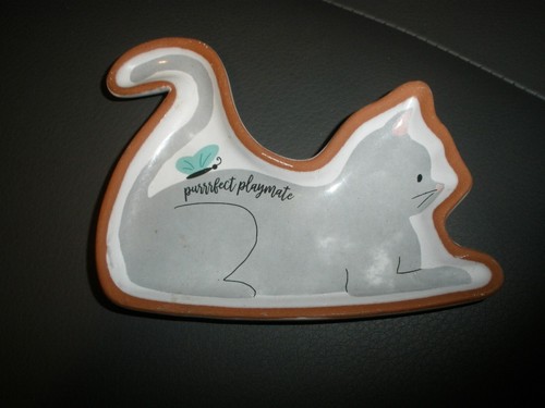 Mud Pie Purrrfect Playmate Katze Schmuck Teller Tablett Katze 4" x 3" EUC (2)