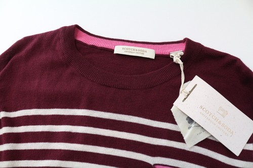 SCOTCH & SODA Ams Couture Men Sweatshirt S Purple Red Cotton Wool Striped - Picture 3 of 6