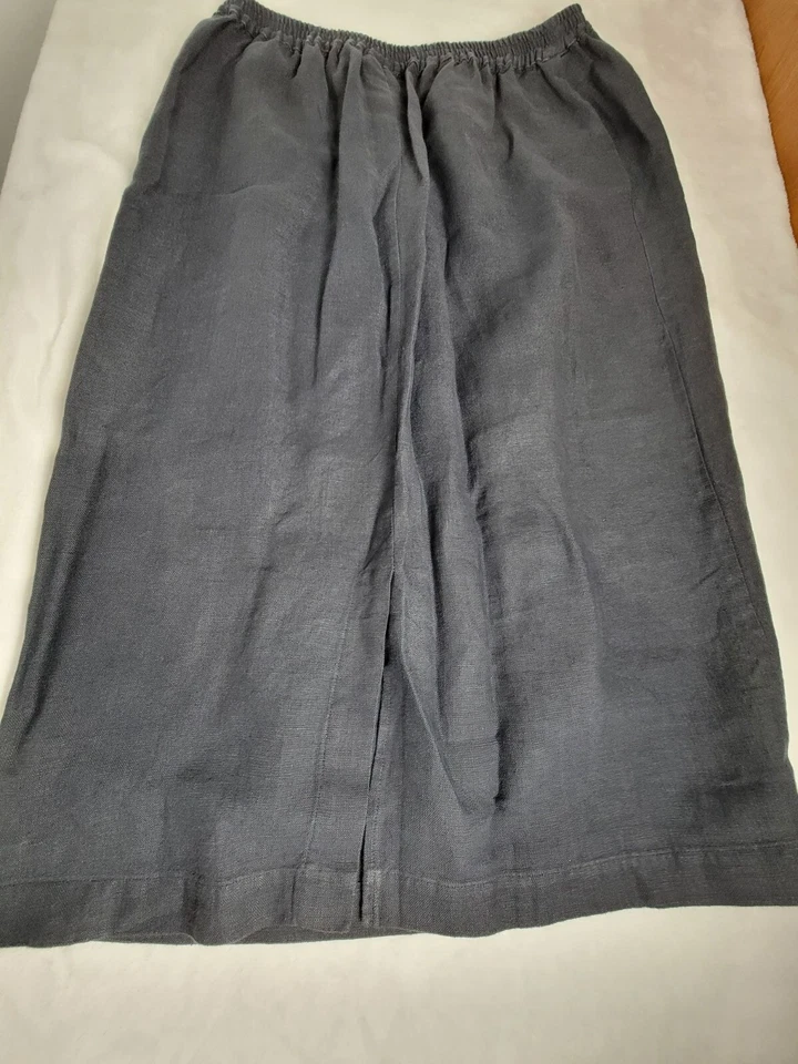 Eskandar Women's Linen Pull On High Rise Casual Straight Mini Skirt Gray  2 - Image 2 of 4