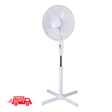 16" Oscillating Extendable Free Standing Fan Portable 3 Speeds Cooling White