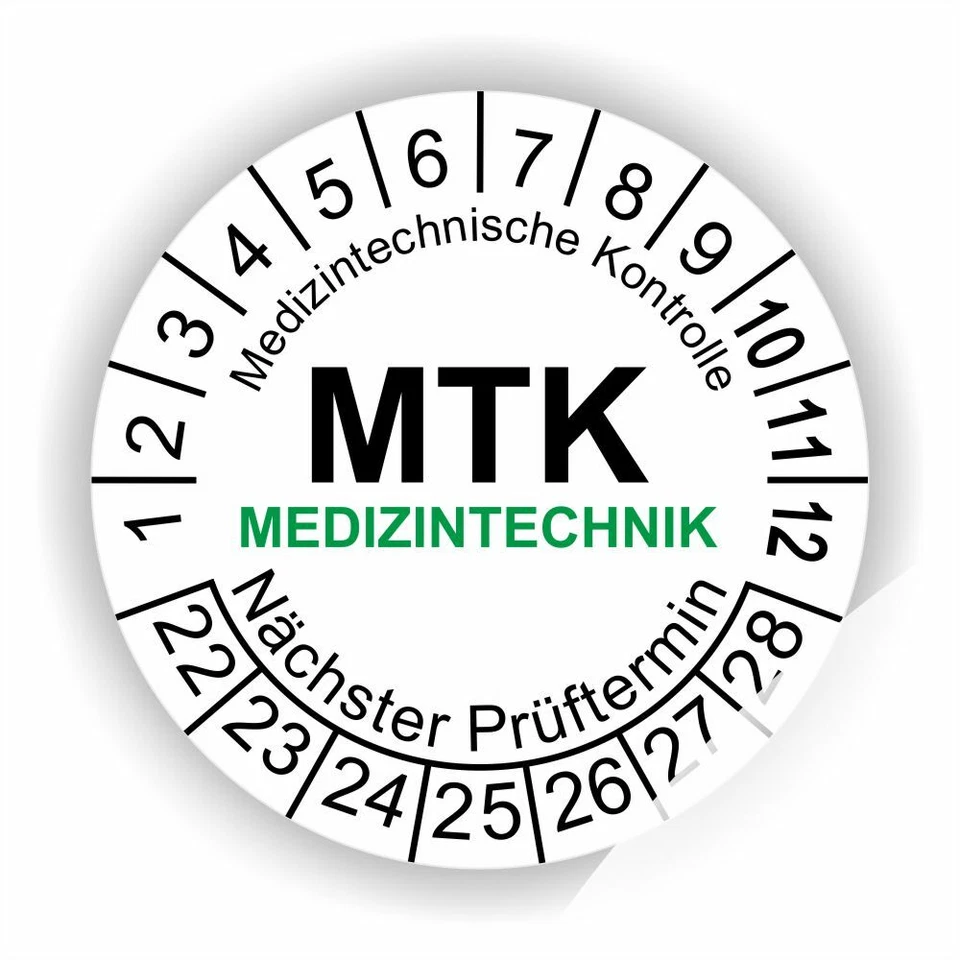 PRINTENGEL Prüfplaketten Medizintechnik Ø:20-30mm Staffelpreise Wartung MTK Plaketten