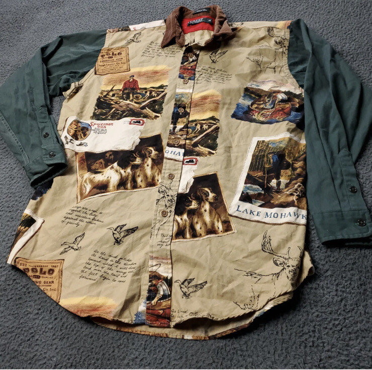 VINTAGE Polo Ralph Lauren Sportsman Lake Mohawk Button Shirt Size