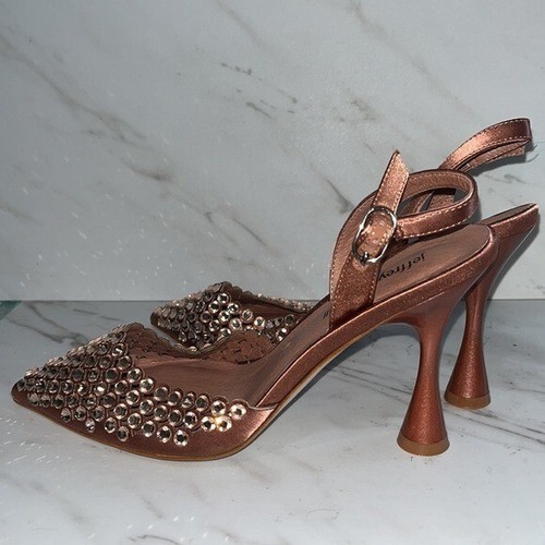 Tacones Jeffrey Campbell brillo cristal rubor satinado punta puntiaguda talla 6. (09) - Imagen 3 de 5