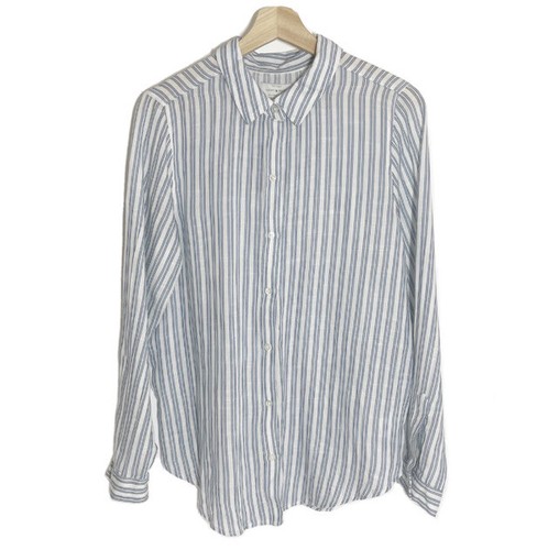 NWT Lucky Brand Striped Shirt Top Button Front Blue Sz M