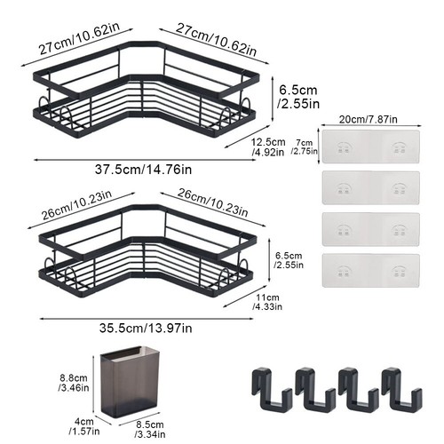 2x Duschregal ohne Bohren Duschablage Badregal Küchenregal Badezimmer Organizer+ - Bild 3 von 11