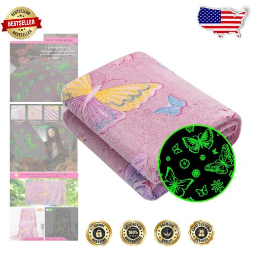 Soft Flannel Butterfly Blanket for Kids - 60''x80'' Cozy Glow Gift