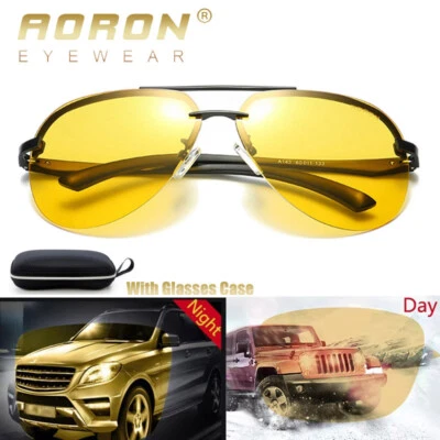AORON Anti Glare Vision Enhansor Pilot Polarized Night Driving Yellow Glasses