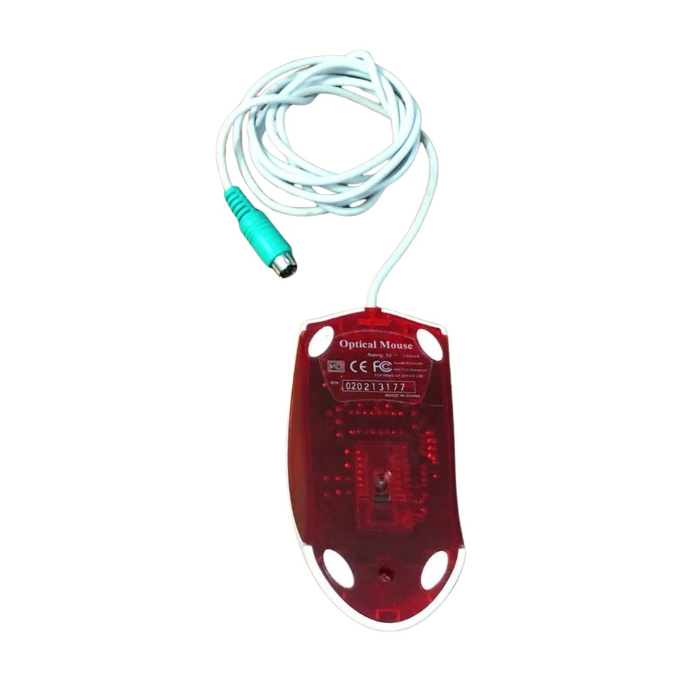 Micro Innovations Mi Optical Mouse White 3 Button Scroll Wheel Lights Red Bottom - Image 2 of 4