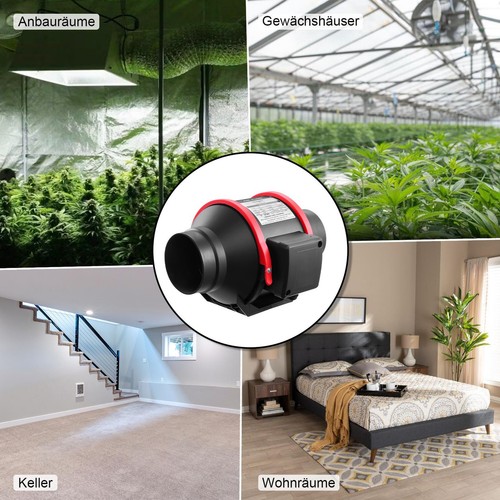 Rohrlüfter Rohrventilator-Abluft Lüfter Ventilator Leise Ø100mm für Growzelt - Bild 12 von 12