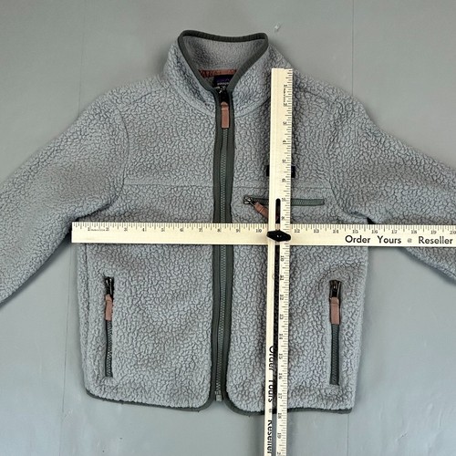 Patagonia Jacket Girls Small 7-8 Gray Retro Pile Camping Fleece Soft Shell Camp - Picture 7 of 10