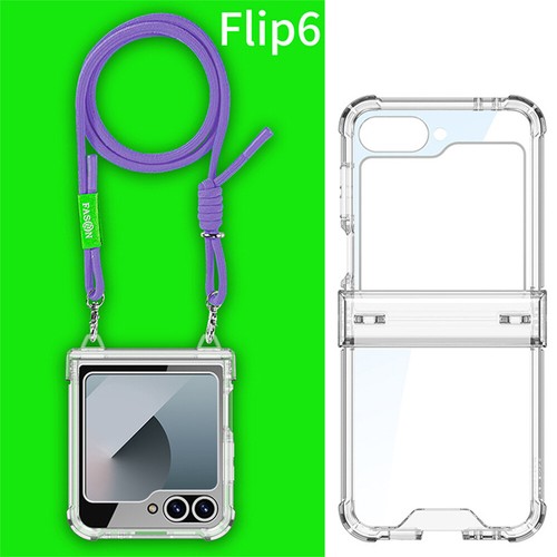 Funda de teléfono transparente con correa/cadena colgante para Samsung Galaxy Z abatible 6 - Imagen 19 de 21