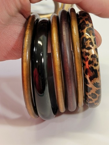 HHP Name Brand Fashion Statement Set of 10 Asstd Wood Bangle Bracelets BOGO Free - Picture 3 of 5