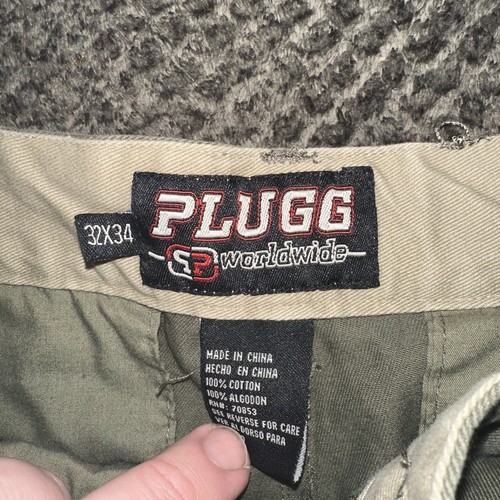 Plugg Cargo Olive Pants Men's 32x34 Skater Grunge Rave Baggy Y2k NWT - Picture 16 of 17