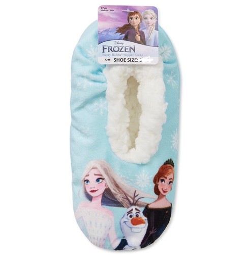 Disney Frozen II Girls Fuzzy Babba Slipper Socks M/L Shoe Size 13-4 Non Slip NWT - Picture 2 of 2