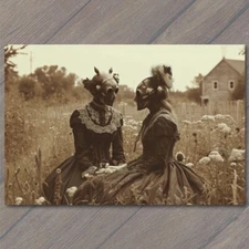 Art Print Mysterious Gothic Women Masks Overgrown Wilderness Weird Creepy 🖤🌿
