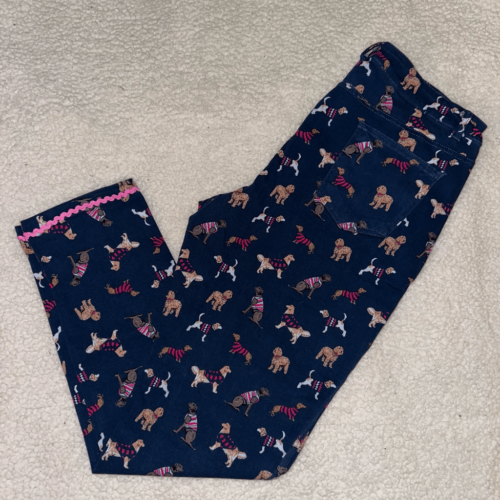 Simply Southern Womens Navy Blue Dog Print Ankle Pants Size Large NWT