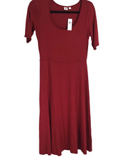 NWT Size Small GAP Short Sleeve Scoop Swing Dress Red Casual Stretch