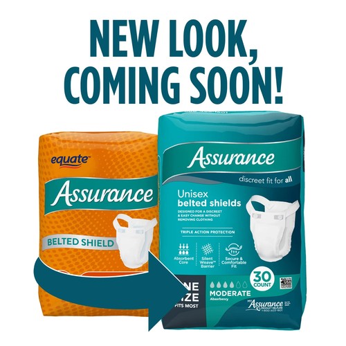 120 Count (4x30) Assurance Unisex Incontinence Belted Shield Moderate Absorb - Picture 21 of 24
