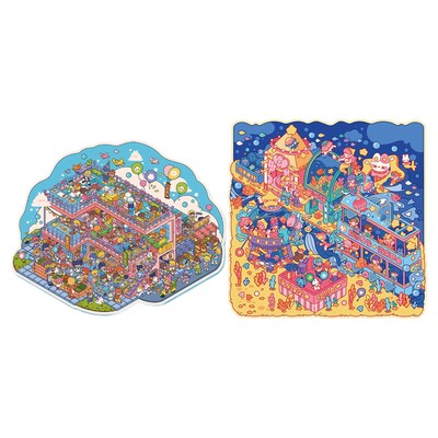 1Pc Miniature Scene Sticker Set 3D Effect Cartoon Scene Decals Cabin Scene