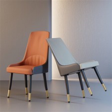 Dining Chairs Set of 2 Velvet Faux Suede Leather Padded Seat Metal Legs Kitchen