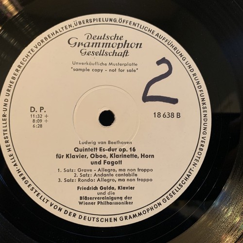 MOZART & BEETHOVEN Wind Quintets - GULDA, Vienna - DGG WHITE PROMO LP 1960 - Picture 5 of 5