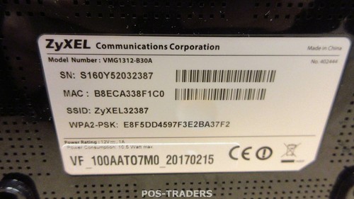 ZYXEL VMG1312-B30A Wireless N VDSL2 4-port Gateway with USB over POTS EXCL PSU - Afbeelding 3 van 3