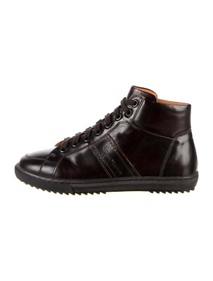 Santoni Boy's Leather Lace Up Dress Up Ankle Boots Lace Ups Dark Brown Size 13