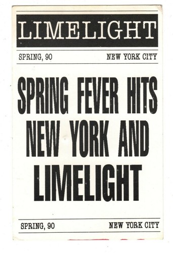 JERRY & MIMI RUBIN'S LIMELIGHT, NY SPRING FEVER 1990 REDUCED ADMISSION CARD - Picture 1 of 2