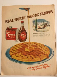 Vintage 1940s Log Cabin Syrup Ad
