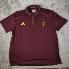 Adidas Arizona State Sun Devils ASU Team Issue Polo Shirt Mens 2XL Maroon