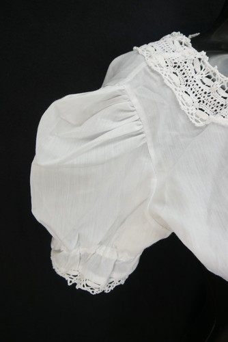 Gr.48 Dirndlbluse weiß Bluse für Dirndl Baumwollmischung mit Spitze B11615 - Bild 3 von 4