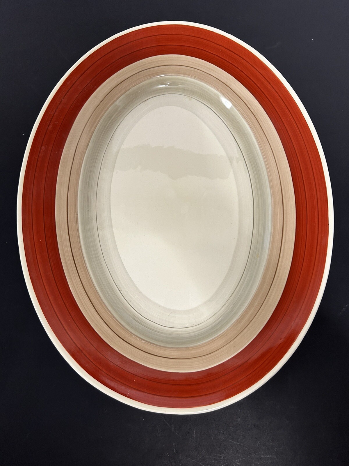 Vtg SUSIE COOPER Red Wedding Ring Oval Platter Art Deco England Earthenware