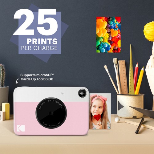KODAK Printomatic Digital Instant Print Camera Uses Zink 2x3 Photo Paper, Pink - Picture 2 of 6
