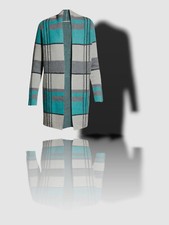 $595 Neiman Marcus Women's Green Gray Open Cashmere Cardigan Sweater Size XL