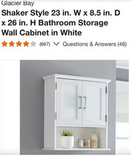 Shaker Style 23in W. 8.5 in D x 26 in H Bathroom Storage Wall Cabinet