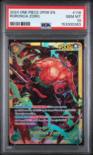 2024 ONE PIECE RORONOA ZORO OP06-WINGS OF THE CAPTAIN #118 PSA 10