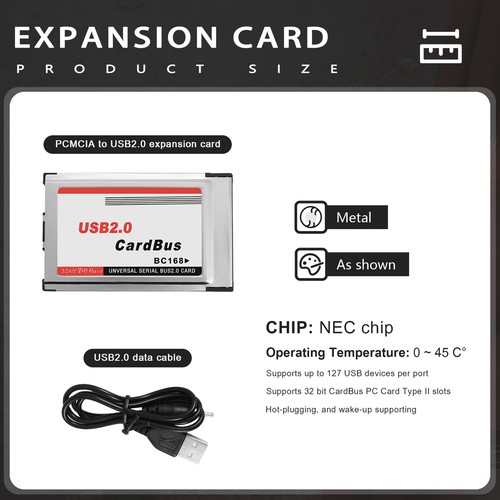 Adaptateur carte PCMCIA vers USB 2.0 CardBus double 2 ports 480M pour ordinateur portable PC4171 - Photo 7/7
