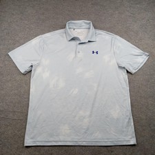 Under Armour Polo Shirt Mens Large Light Blue Playoff Golf Stretch Performance