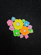 Rare Vintage Groovy Neon Flower Power Enameled Gold Tone Brooch Signed WEISS