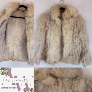 True Vintage White Real Fox? Fur Coat Fully Lined Size approx S/M